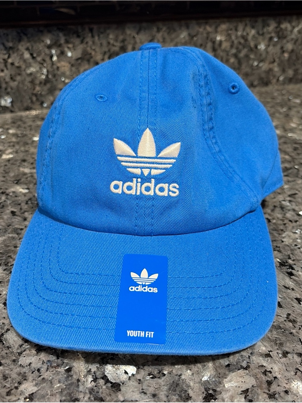 adidas NWT Baseball Cap Youth Blue 100% Cotton Relaxed Adjustable Strapback Hat
